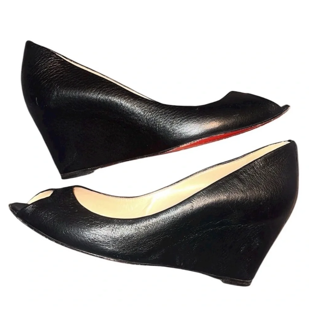 Christian Louboutin Black Peep-Toe Platform Heels size 7